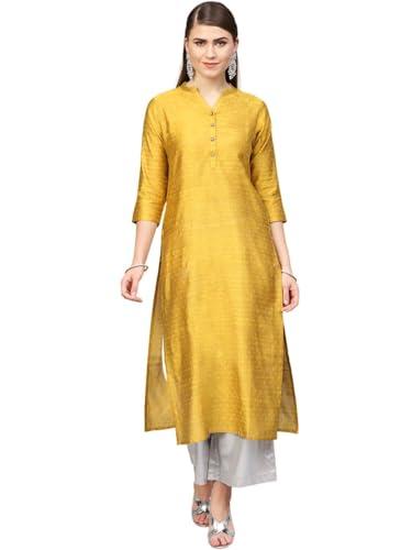 varanga women's art silk solid regular kurta set (nv_vark2195163_mustard