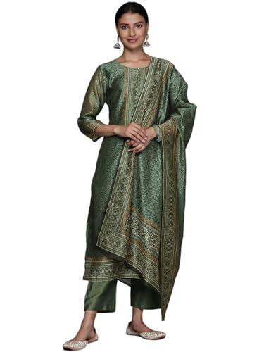 varanga women's chanderi solid regular kurta set (nv_vskd31262_green