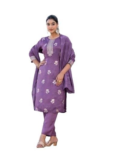 varanga women's chanderi solid regular kurta set (rl_vskd32268-xxl_purple