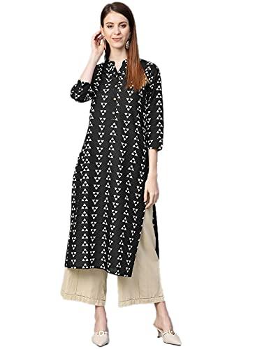 varanga women's cotton regular kurta set (nv_srk5000160_black