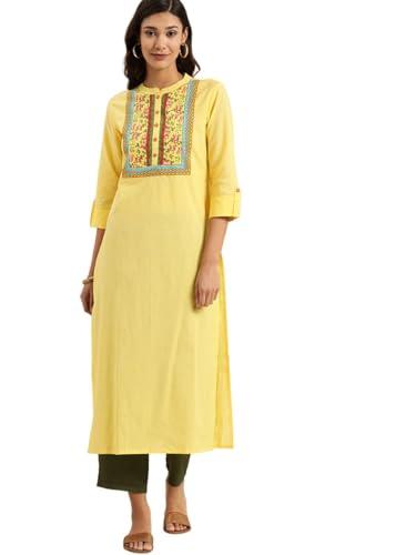 varanga women's cotton regular kurta set (nv_vkur11251012_yellow