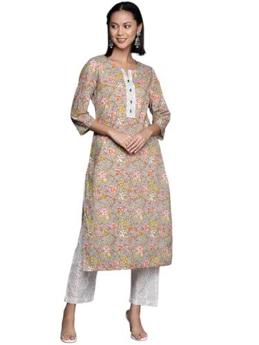 varanga women's cotton regular kurta set (nv_vset21076_grey
