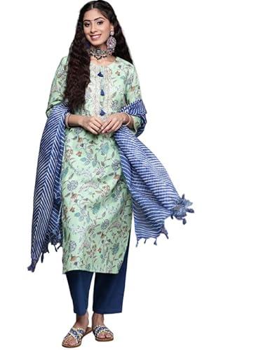 varanga women's cotton regular kurta set (nv_vskd51_blue