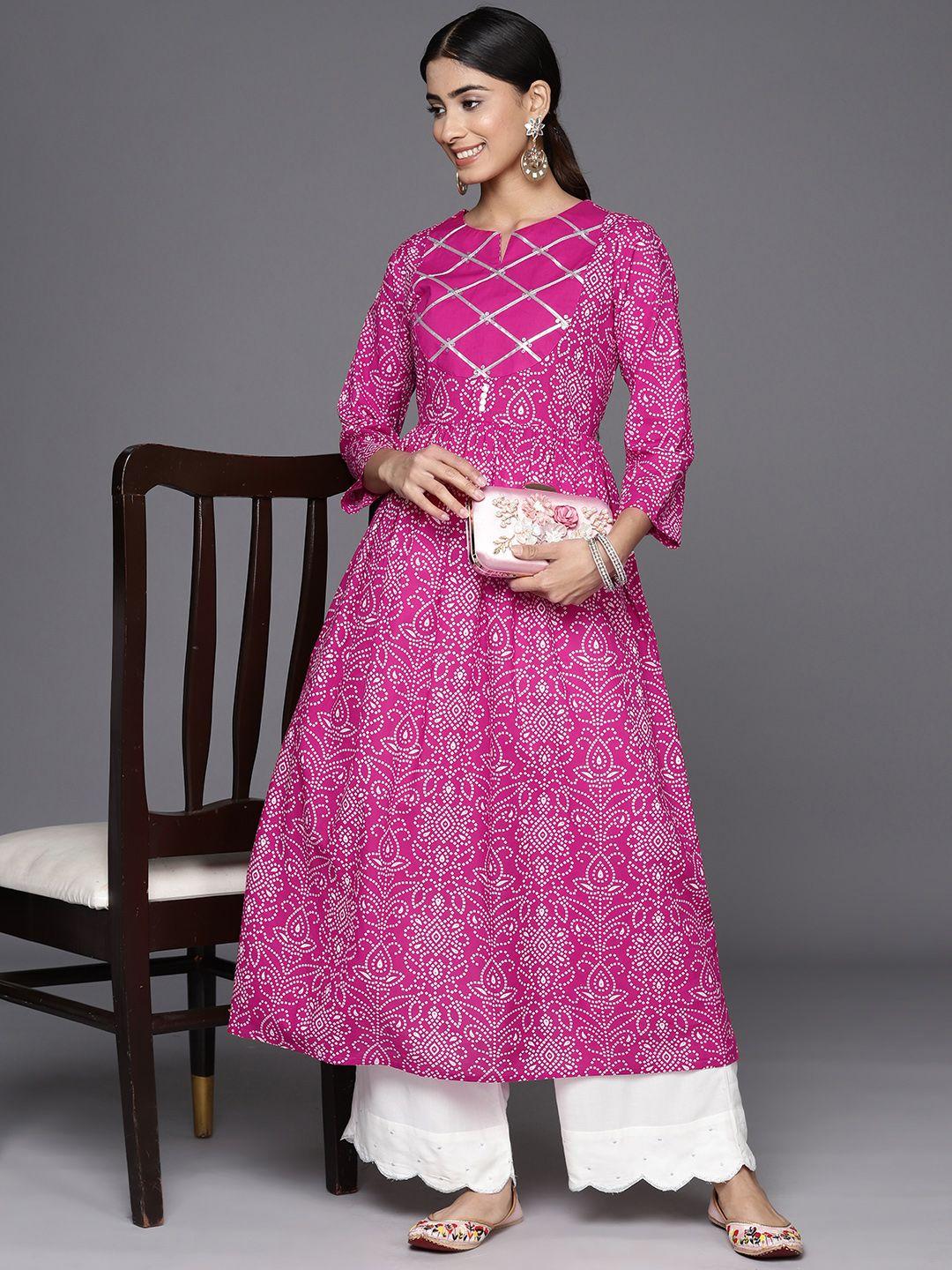 varanga women bandhani printed sequinned anarkali kurta