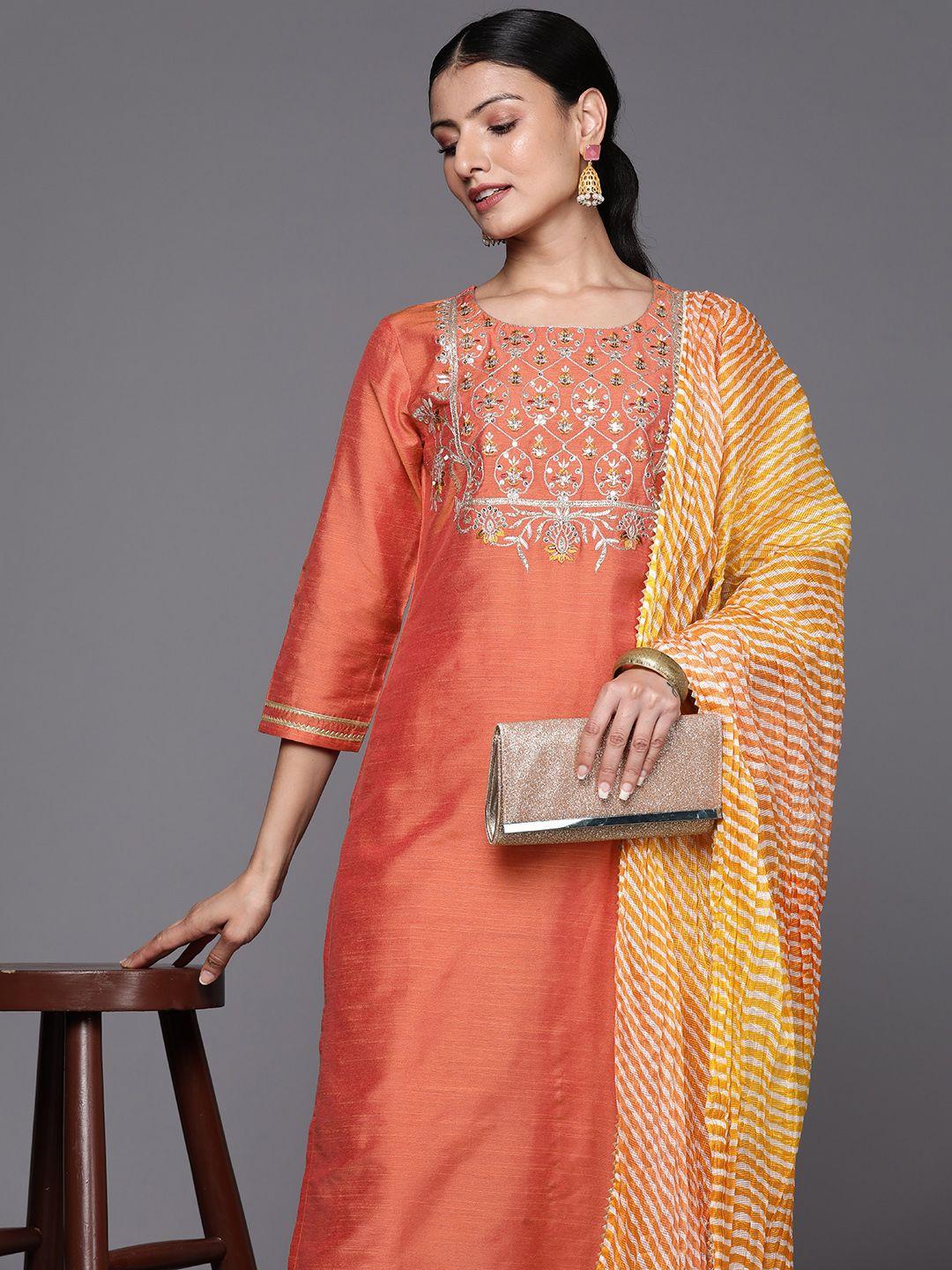 varanga women embroidered sequinned kurta with trousers & with dupatta