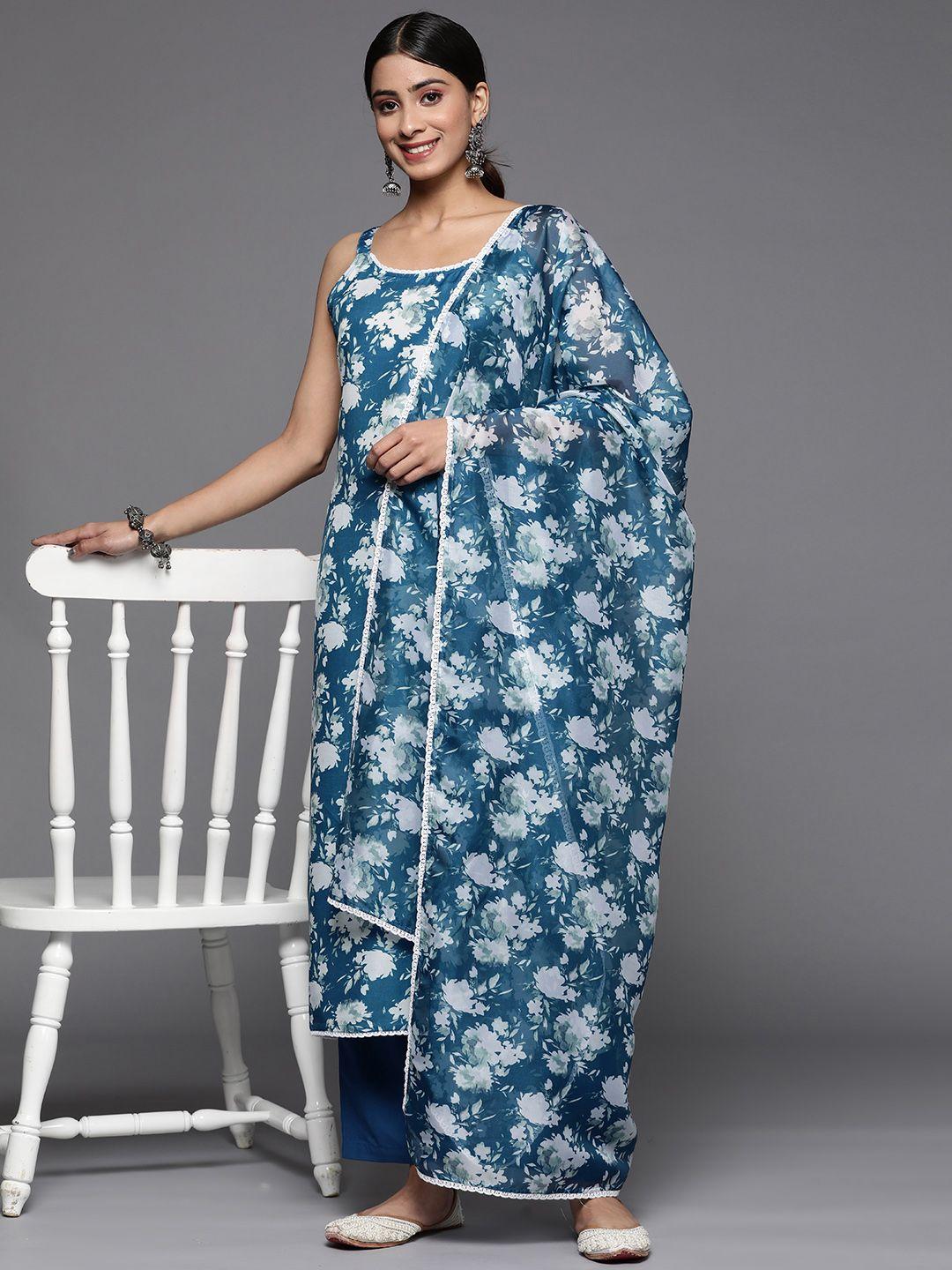 varanga women ethnic motifs printed kurta with trousers & with dupatta