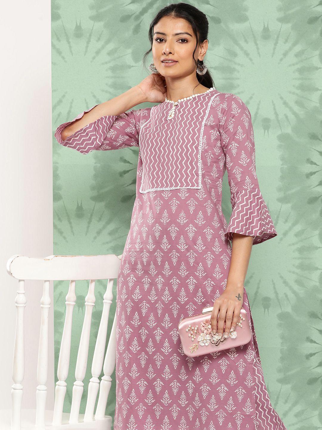 varanga women ethnic motifs printed regular pure cotton kurta with trousers