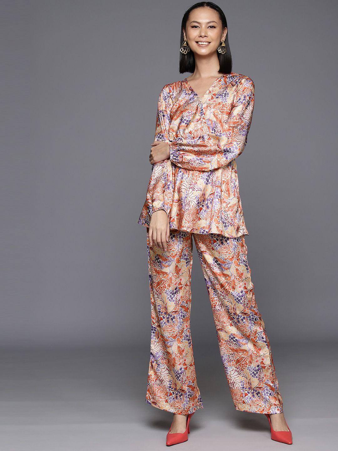 varanga women floral printed top with trousers