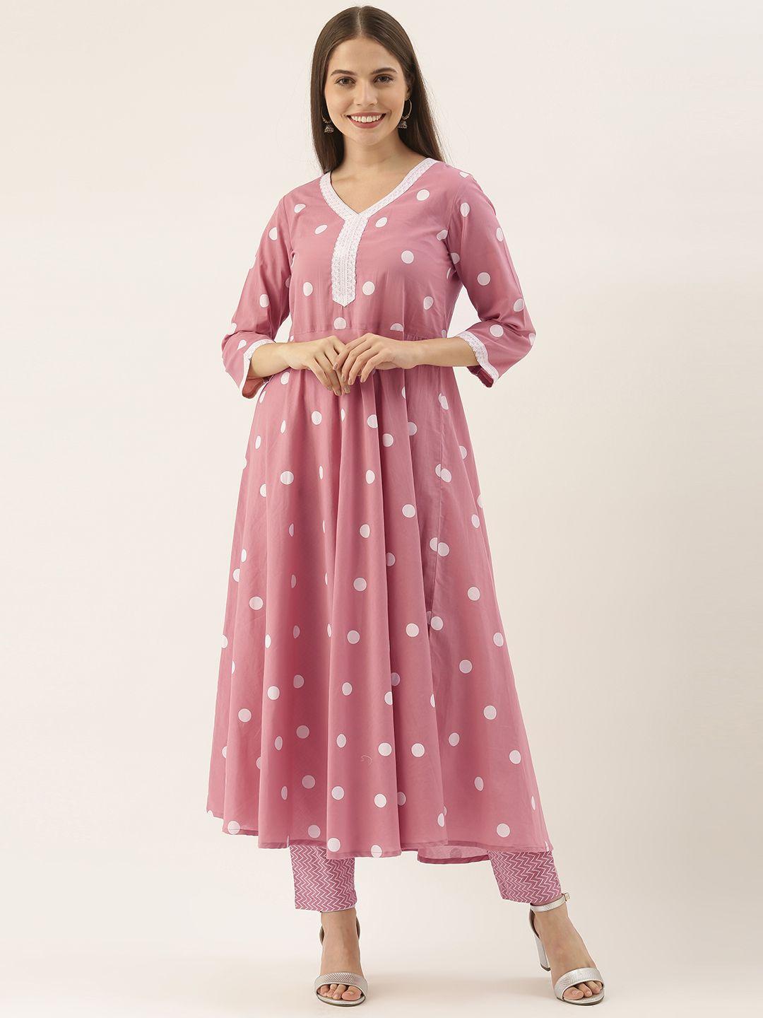 varanga women mauve printed kurta with trousers