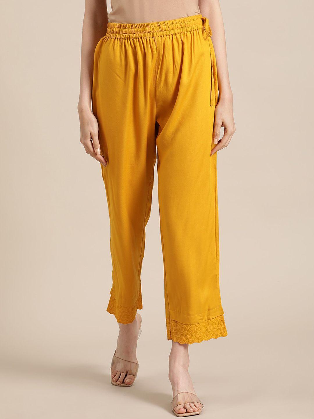 varanga women mustard regular trousers