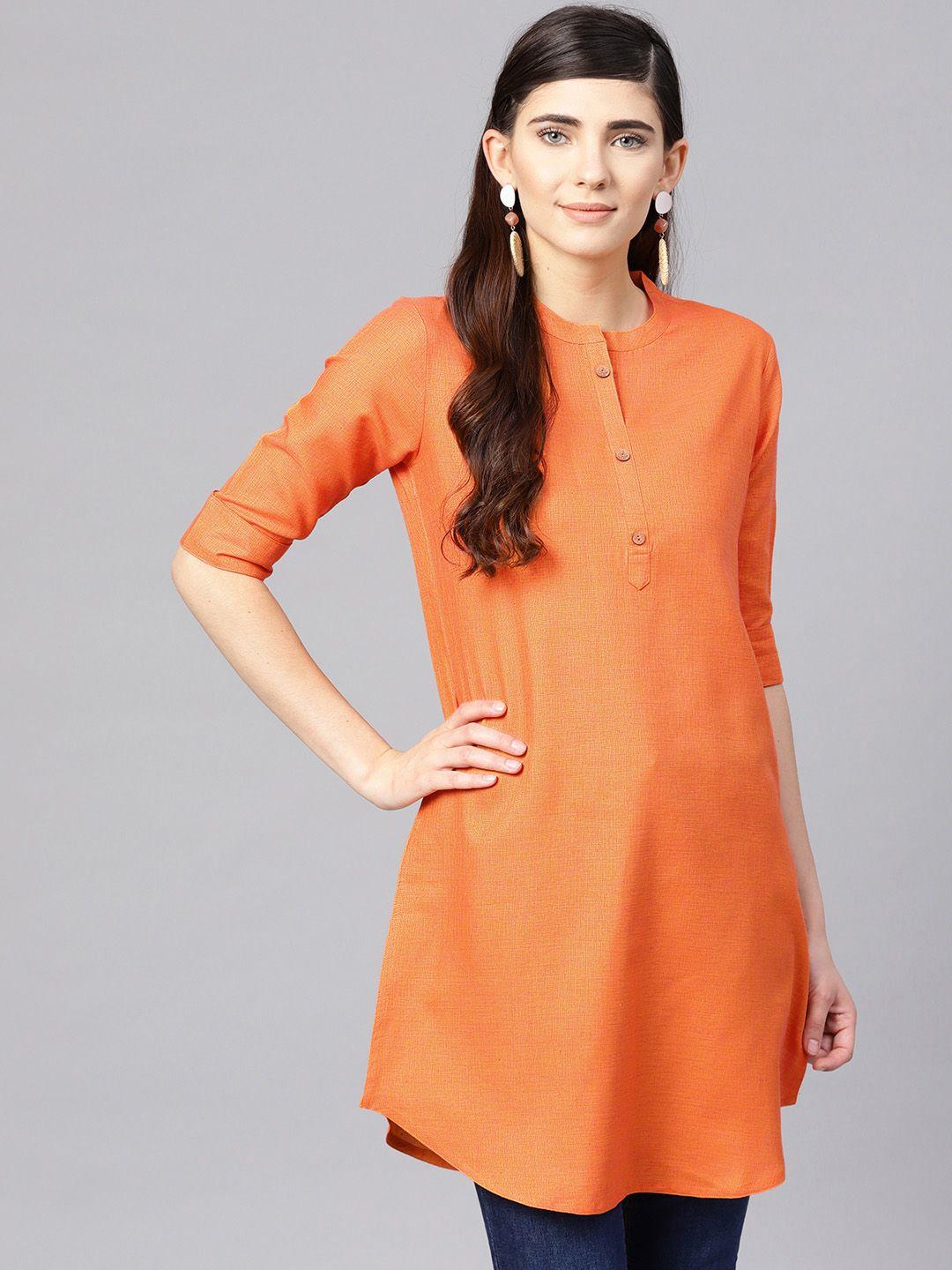 varanga women orange solid straight tunic