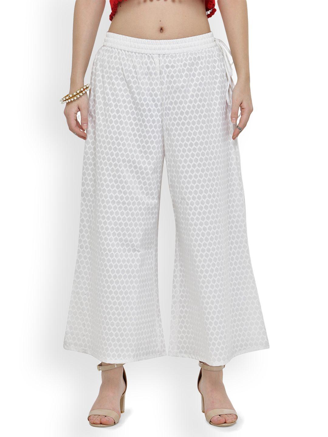 varanga women white wide leg printed palazzos