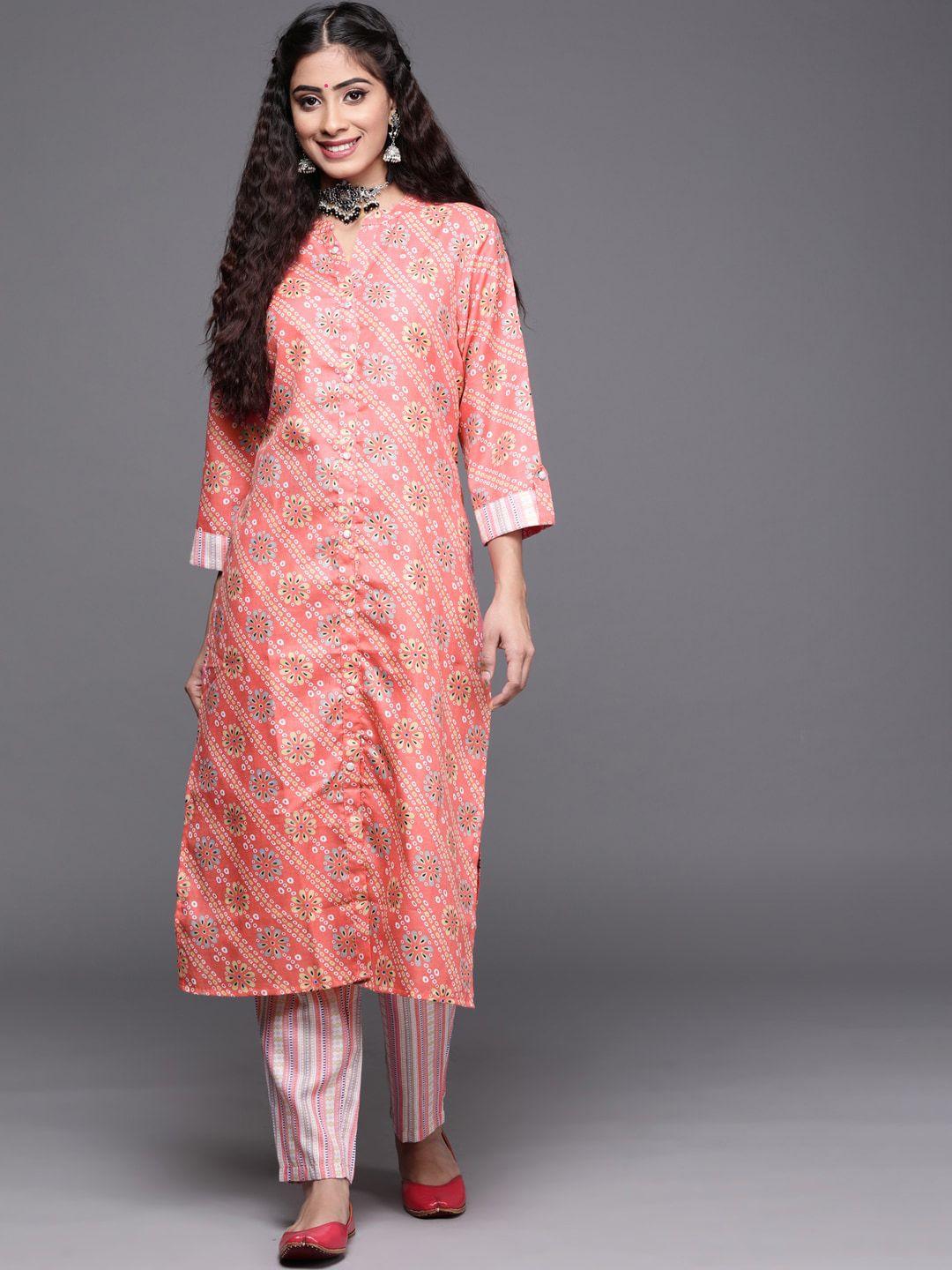 varanga women winter kurta with vertical strip printed pant