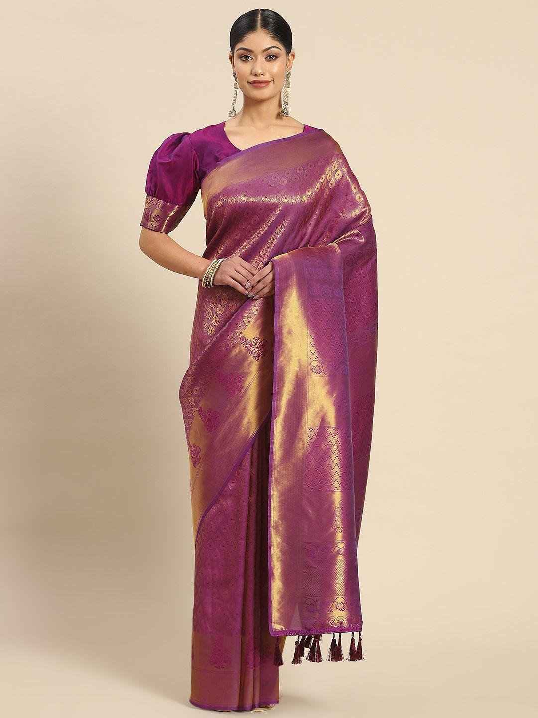vardha ethnic motifs zari silk blend kanjeevaram saree