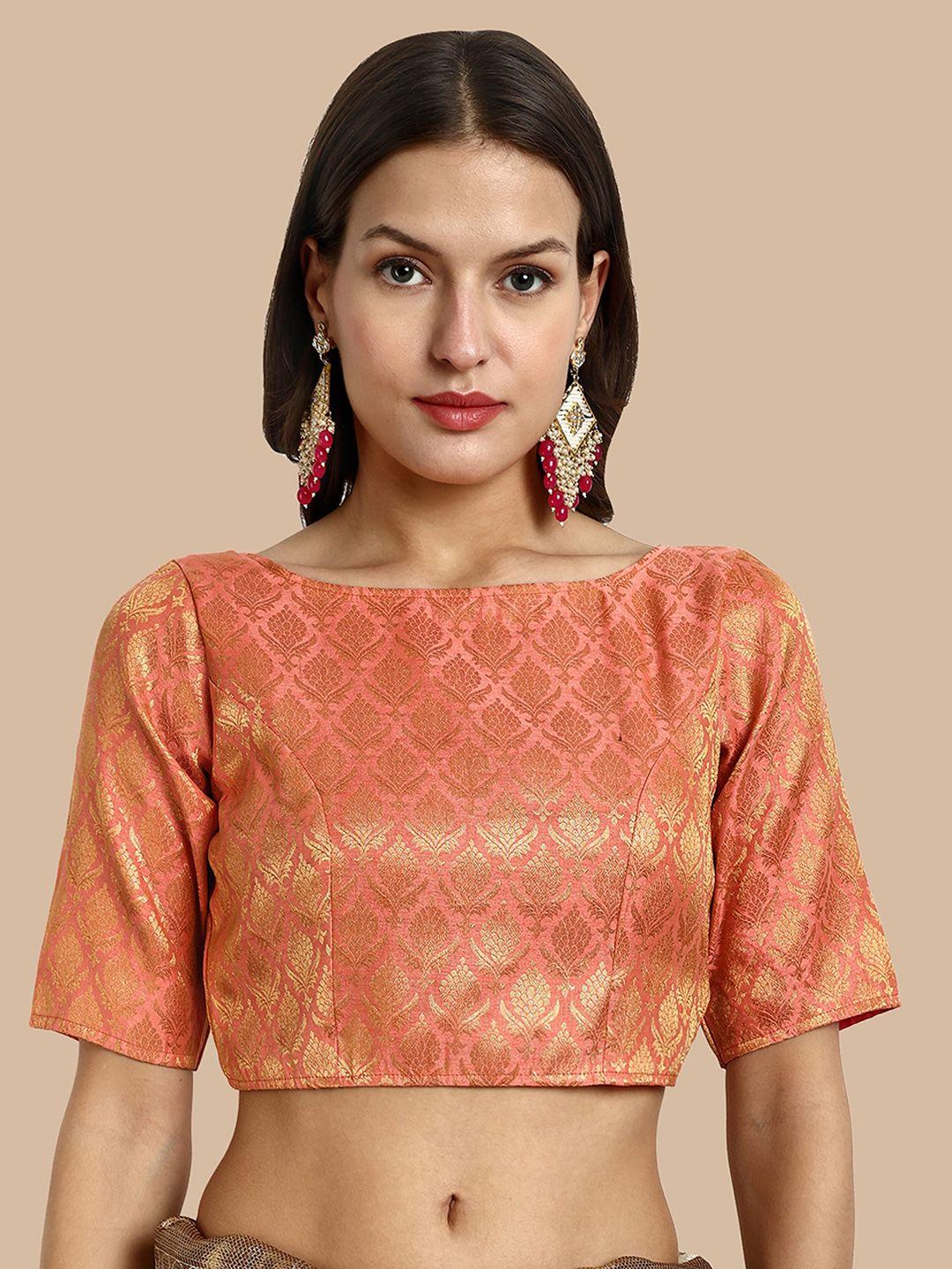 vardha woven design boat neck brocade saree blouse