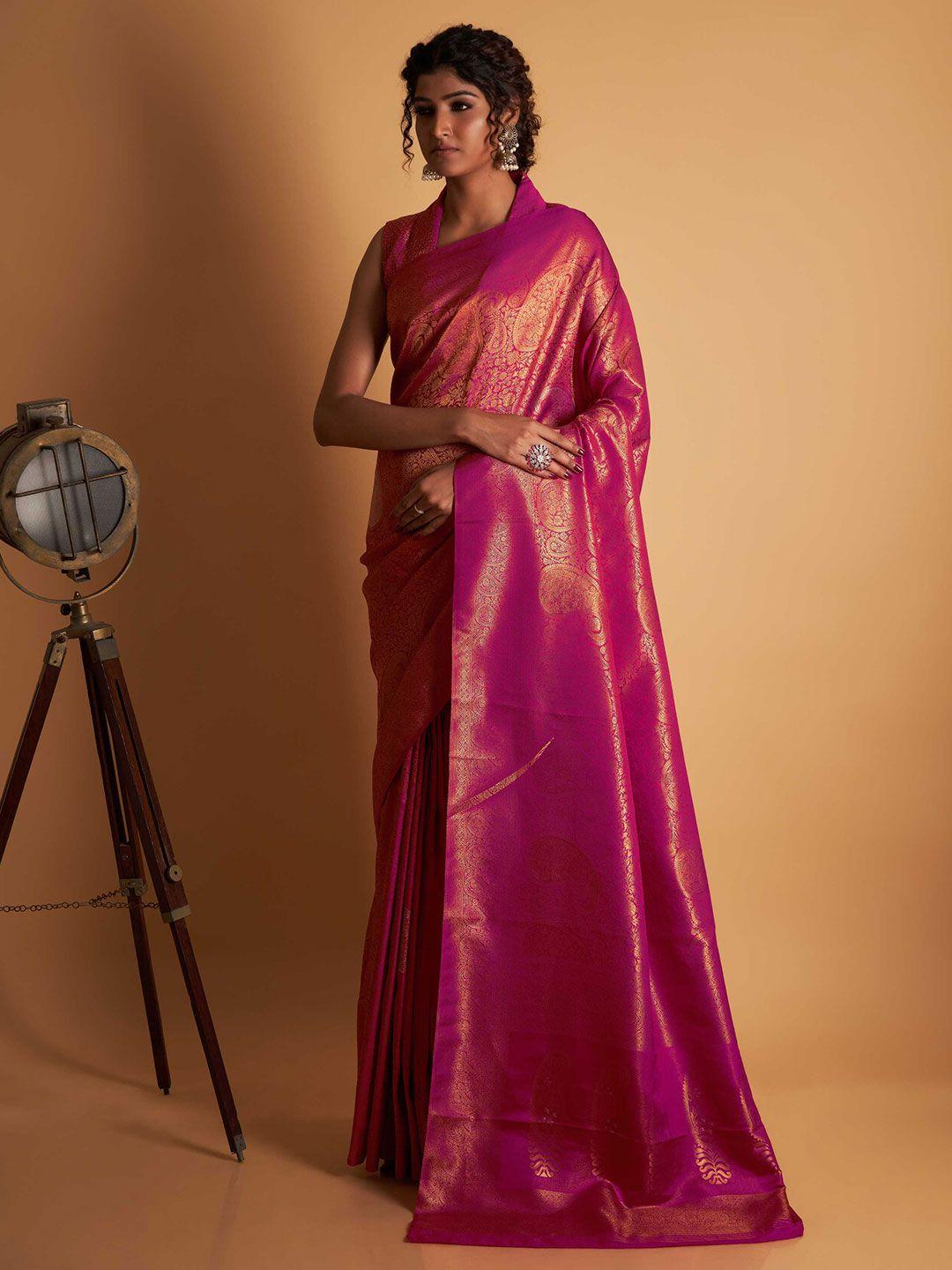 vardha woven design zari silk blend kanjeevaram saree