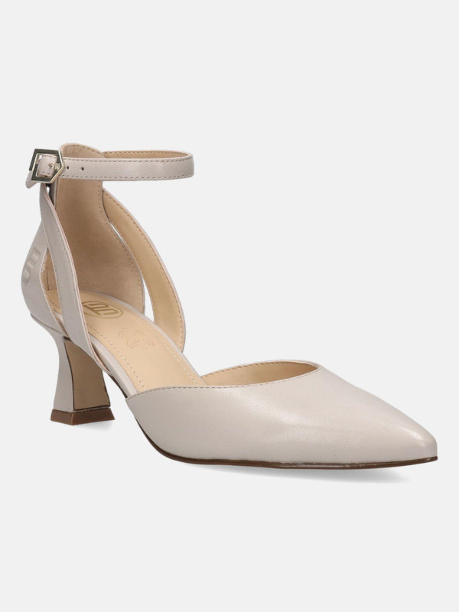 varese beige leather womens ankle strap heels