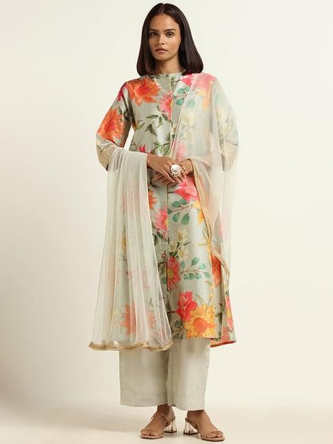 vark by westside pale blue kurta, palazzos & dupatta set