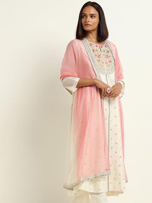 vark by westside white kurta, palazzos and dupatta set