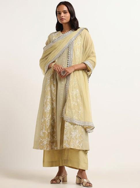 vark by westside yellow embroidered kurta set