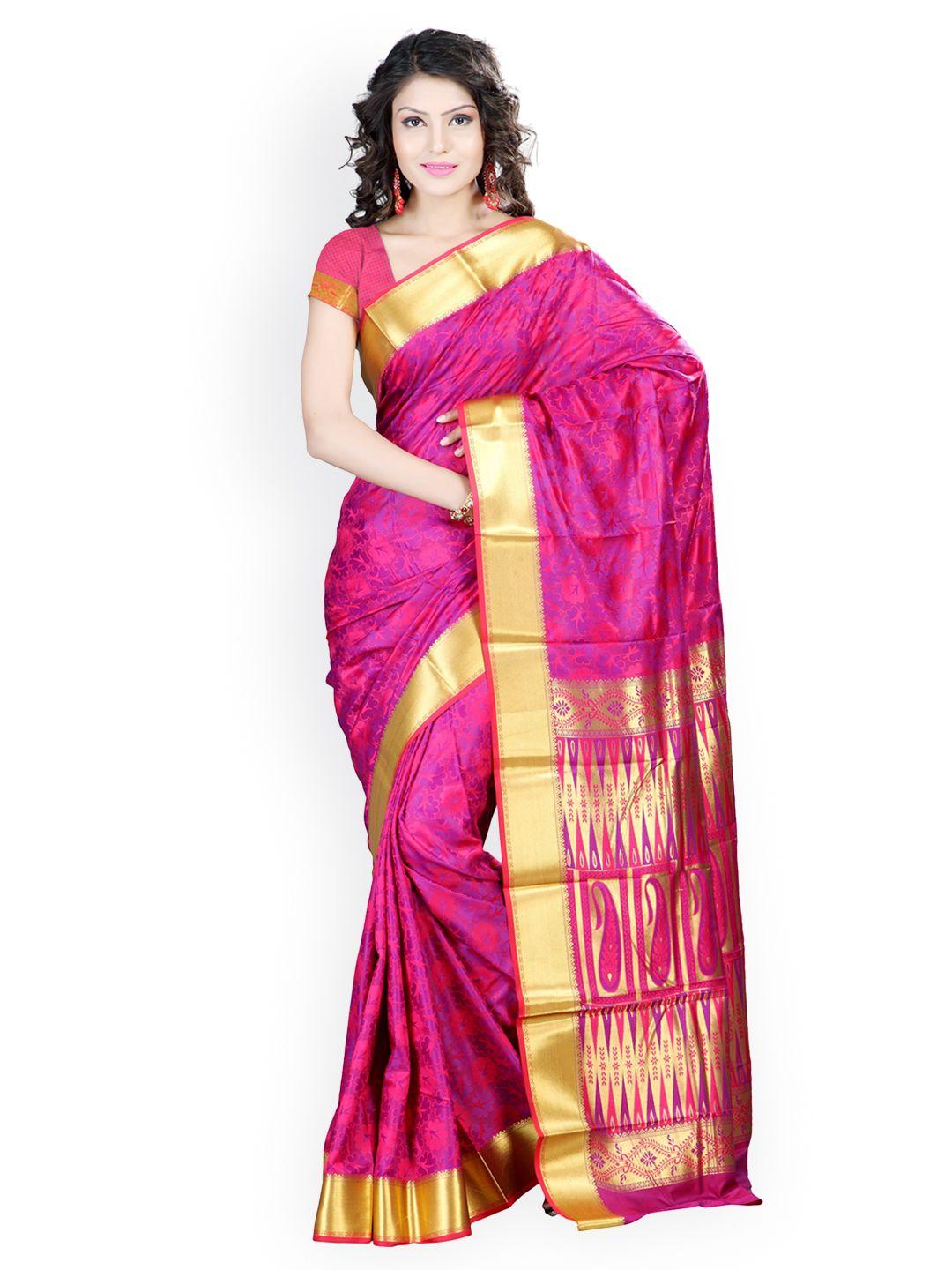 varkala silk sarees pink & purple jacquard & art silk traditional sari