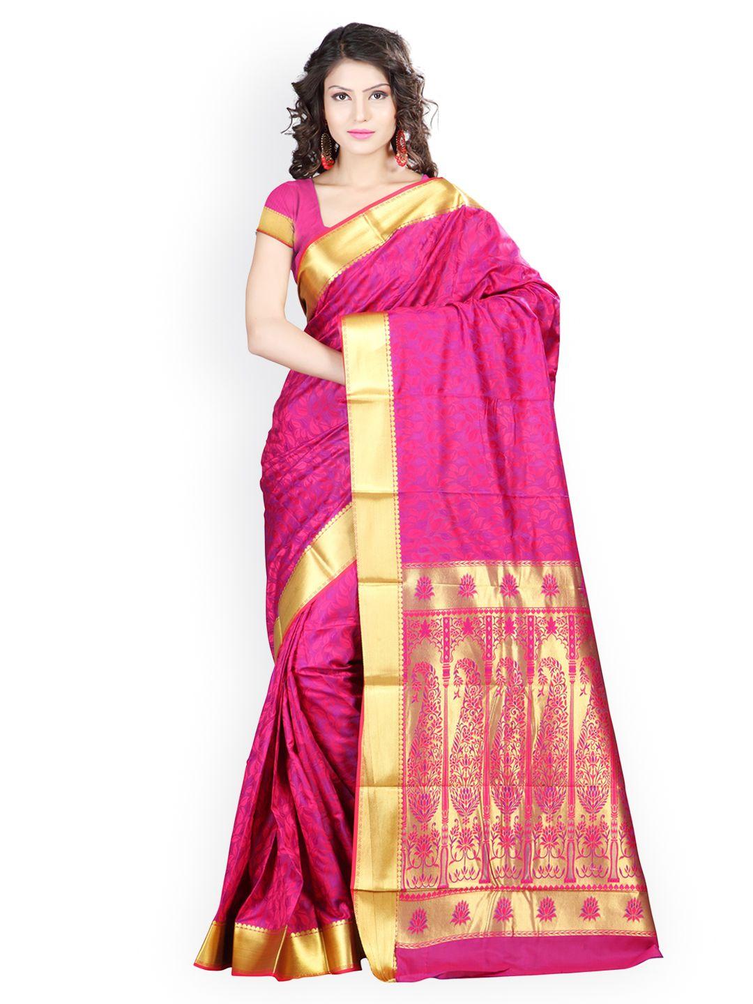 varkala silk sarees pink & purple jacquard & art silk traditional sari