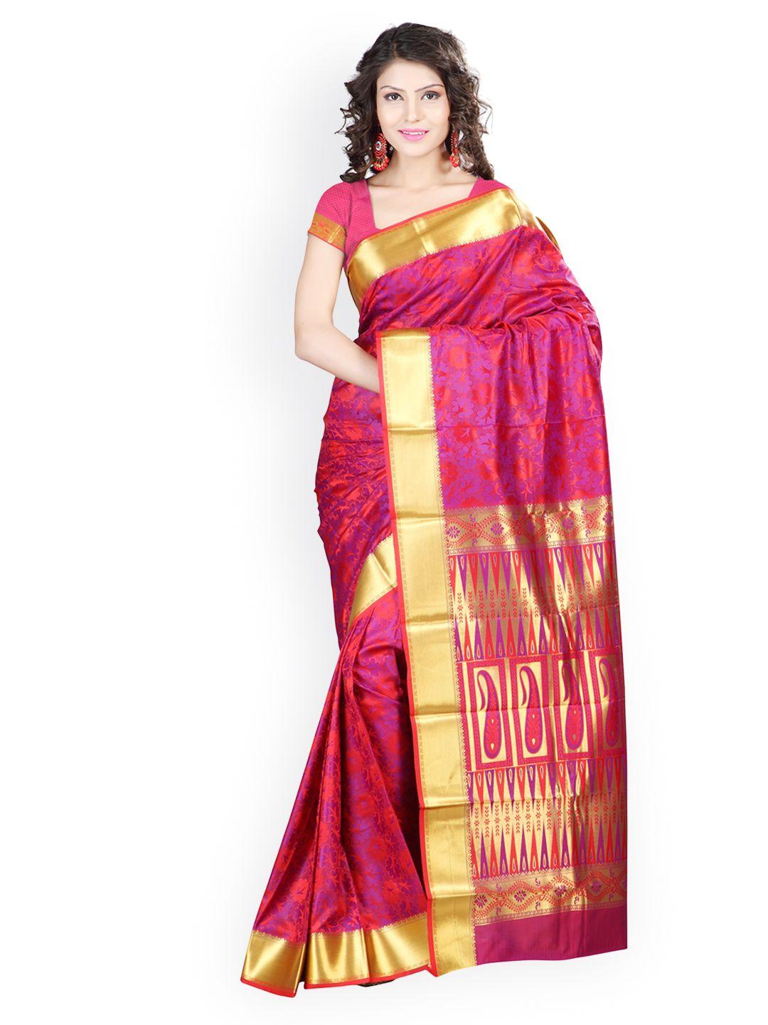 varkala silk sarees red & purple jacquard & art silk traditional sari