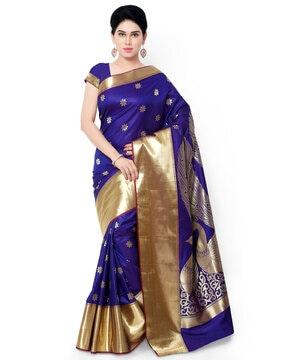 varkala silk sarees royal blue silk floral kanjeevaram saree