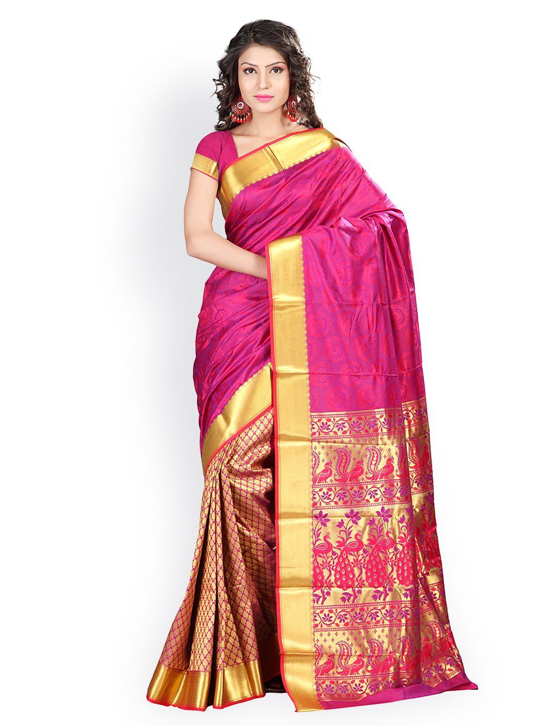 varkala silk sarees pink jacquard art silk traditional saree