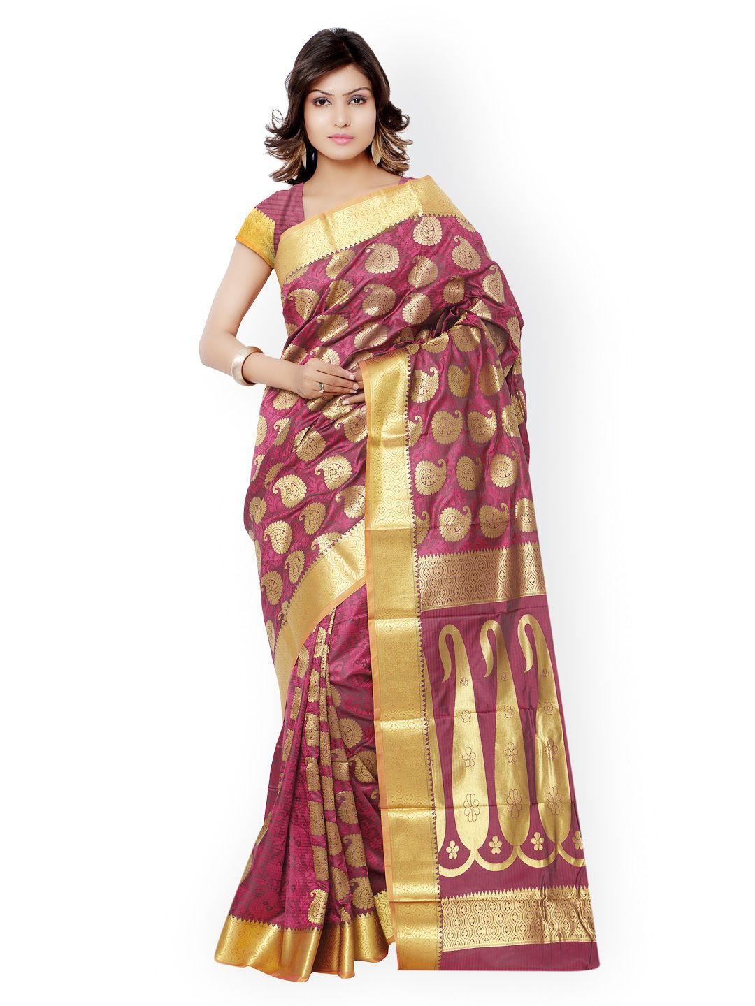 varkala silk sarees pink kanjeevaram art silk & jacquard traditional saree