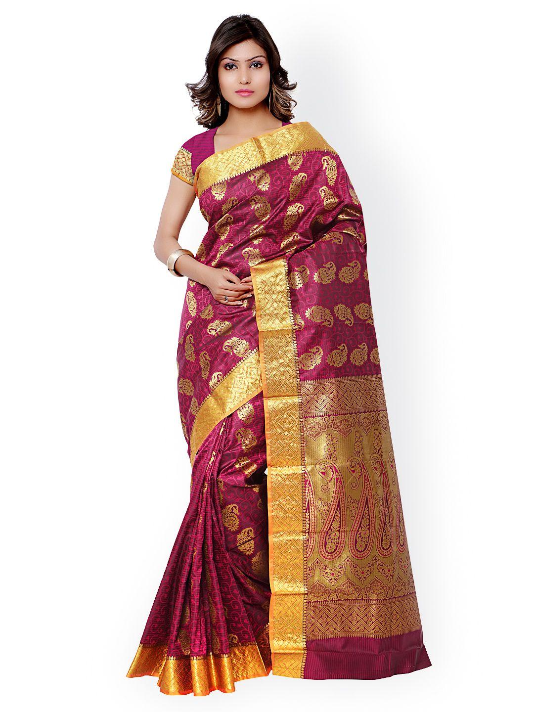 varkala silk sarees purple jacquard & kanjeevaram art silk traditional saree
