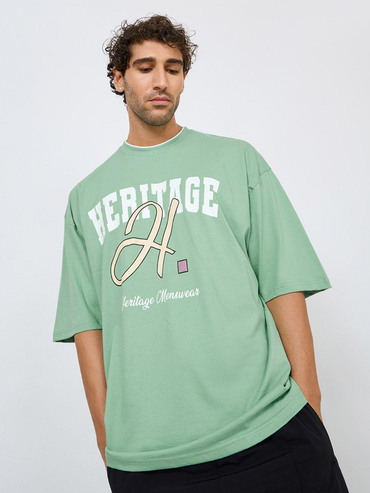 varsity print boxy fit compact jersey t-shirt