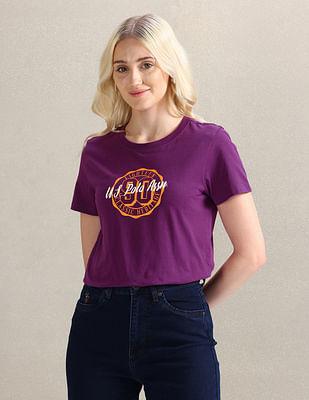 varsity print cotton t-shirt