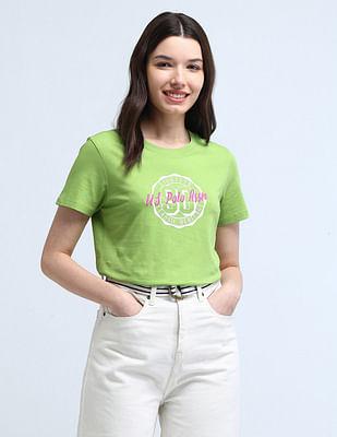 varsity print pure cotton t-shirt