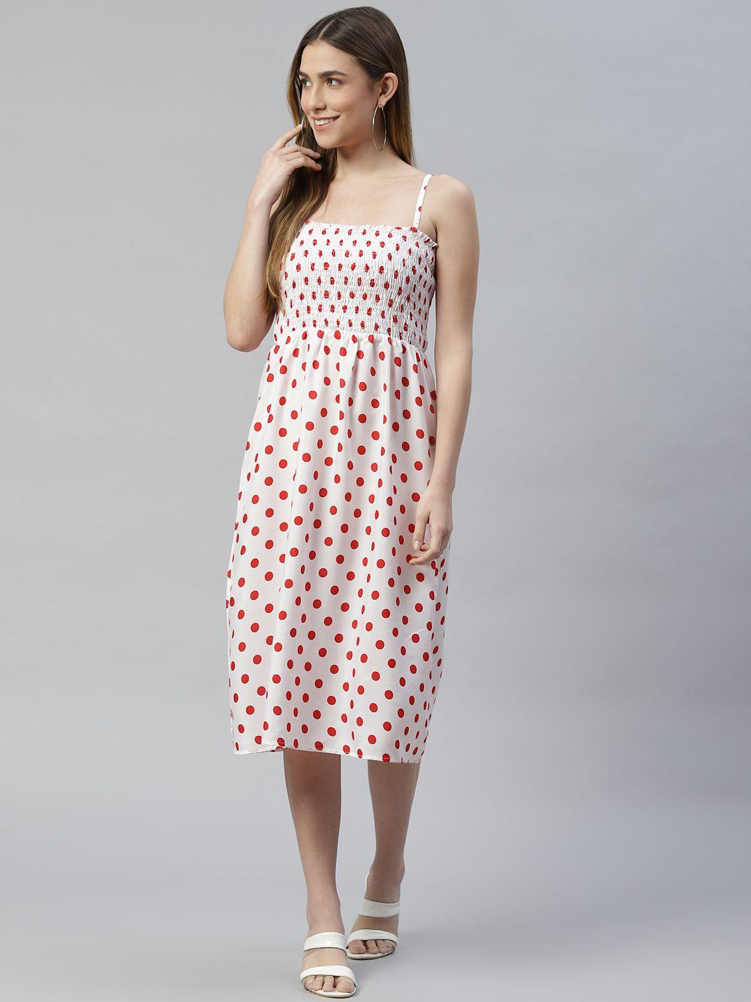 varushka white & red crepe midi dress