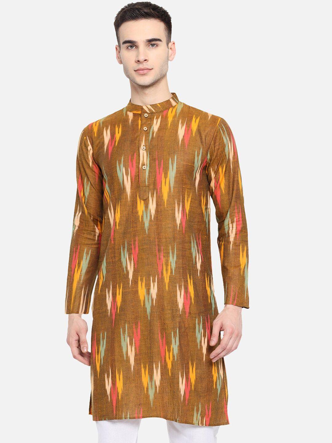vastraa fusion ethnic motifs woven design ikat pure cotton straight kurta with pyjamas