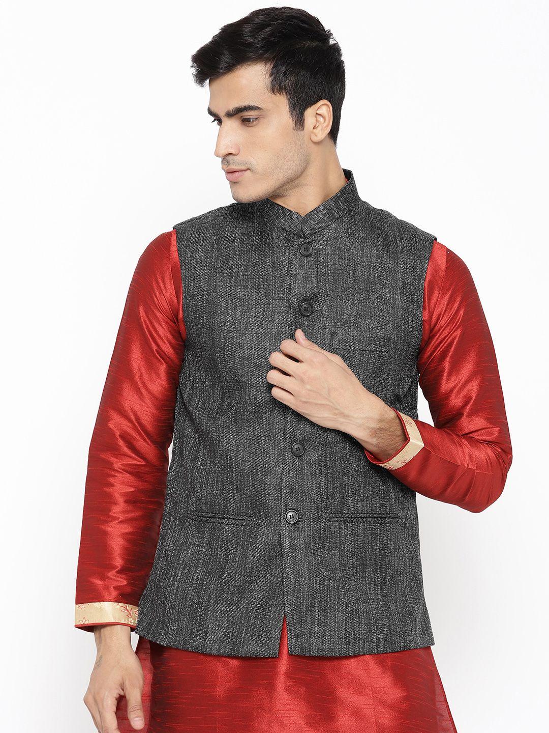 vastraa-fusion-men-charcoal-grey-woven-design-nehru-jacket