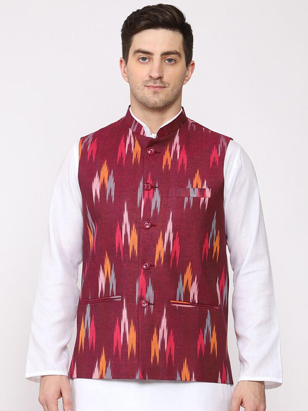 vastraa-fusion-men-ikat-printed-pure-cotton-nehru-jackets