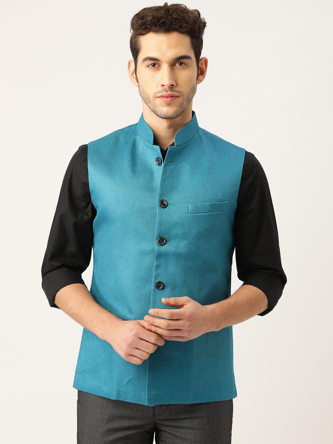 vastraa-fusion-men-teal-blue-woven-design-nehru-jacket