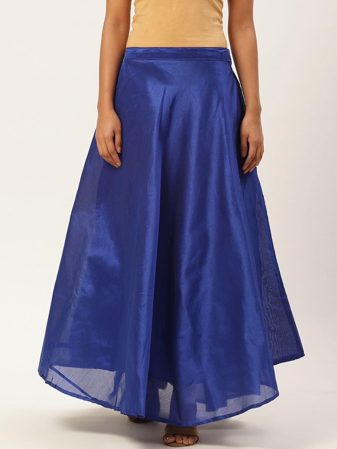 vastraa-fusion-women-blue-solid-flared-maxi-skirt