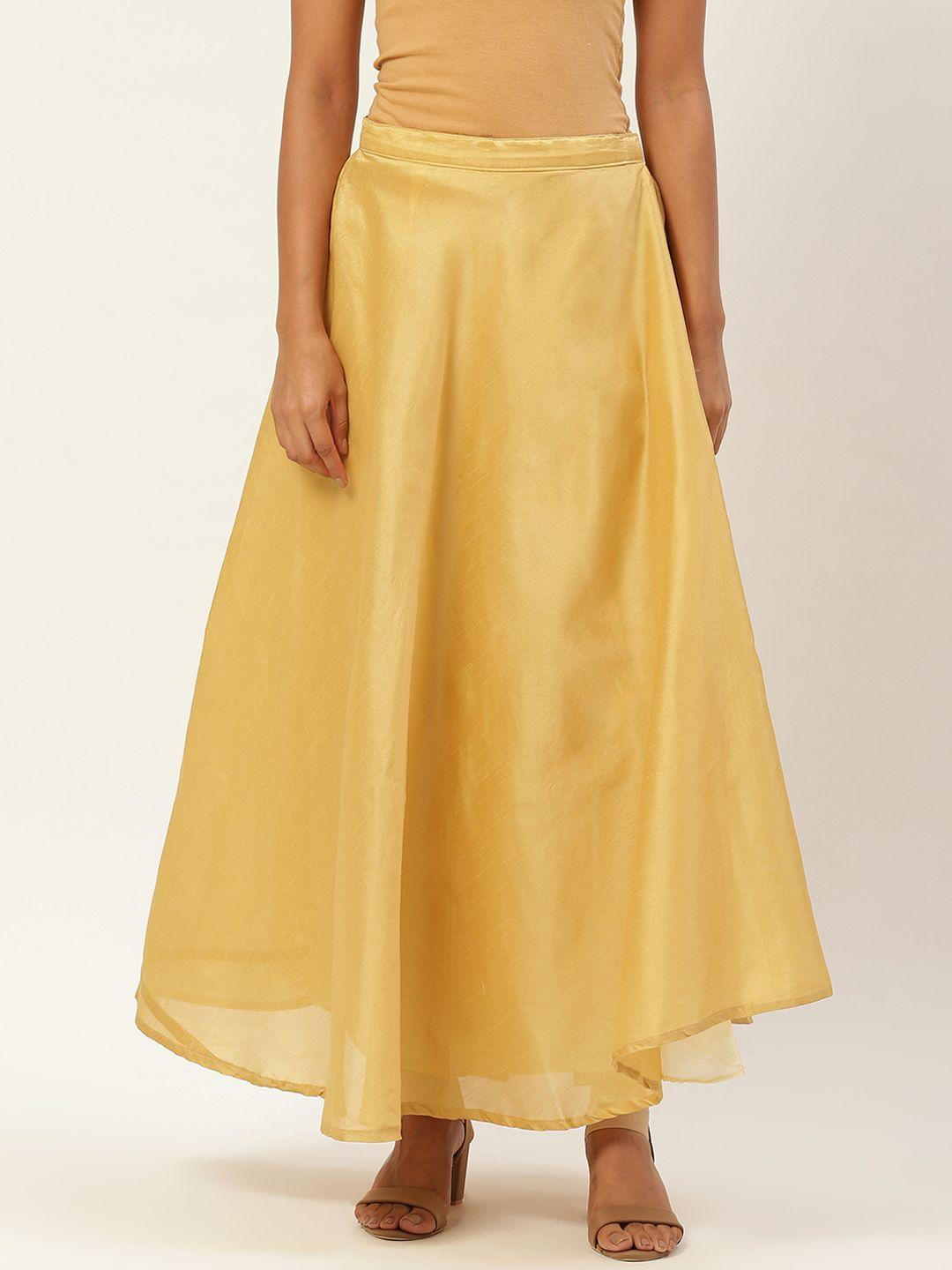 vastraa-fusion-women-gold-solid-flared-maxi-skirts