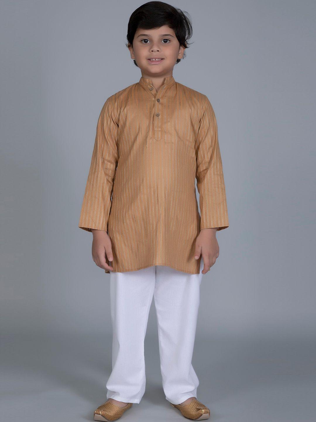 vastraa fusion boys brown kurta