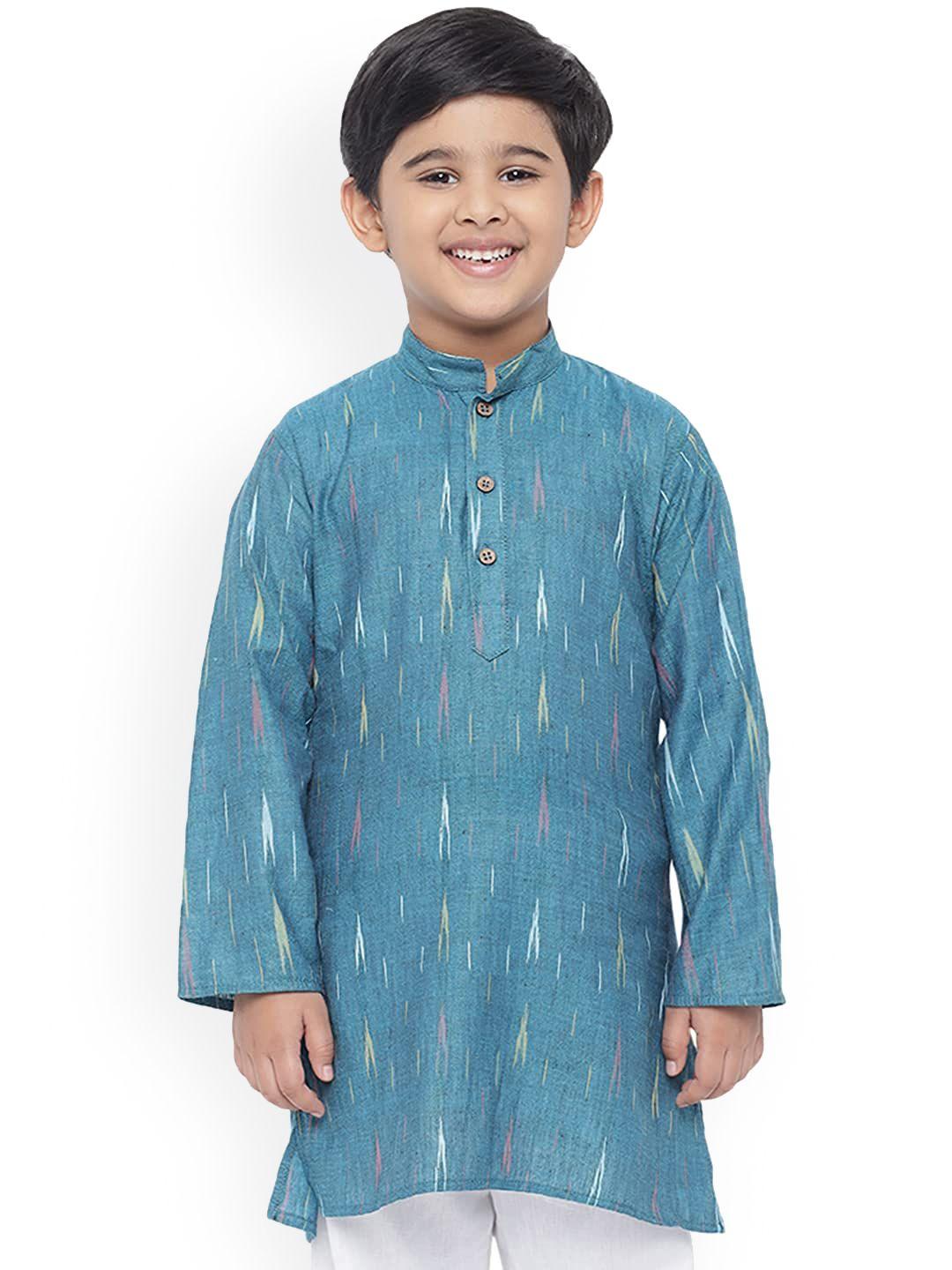 vastraa fusion boys teal printed kurta