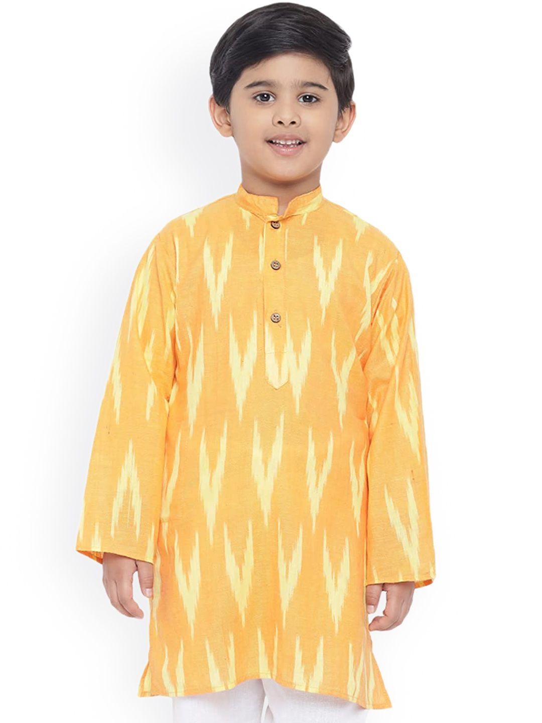 vastraa fusion boys yellow printed kurta