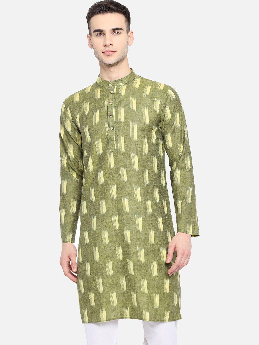 vastraa fusion ethnic motifs woven design ikat pure cotton straight kurta with pyjamas