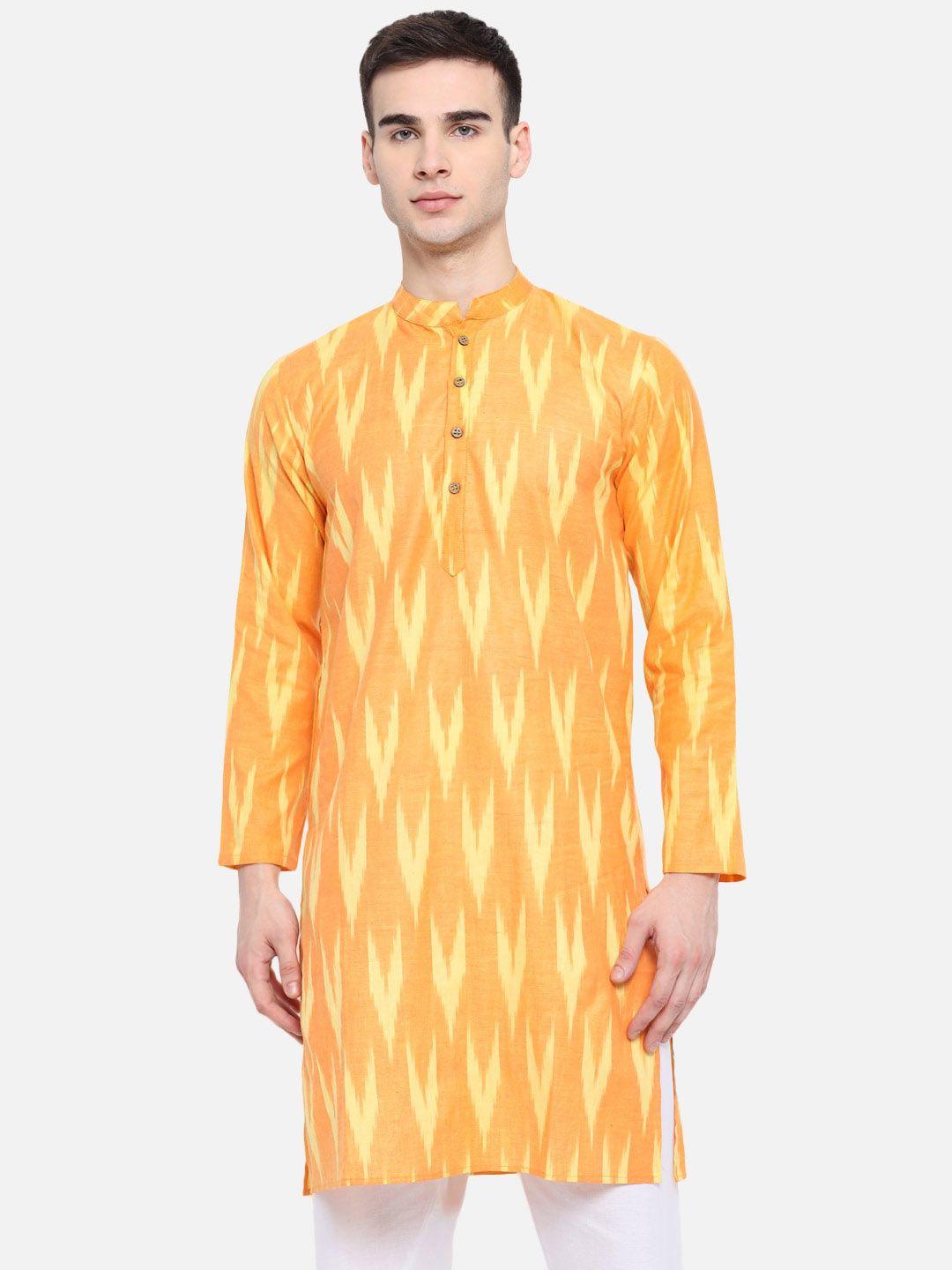 vastraa fusion ethnic motifs woven design ikat pure cotton straight kurta with pyjamas