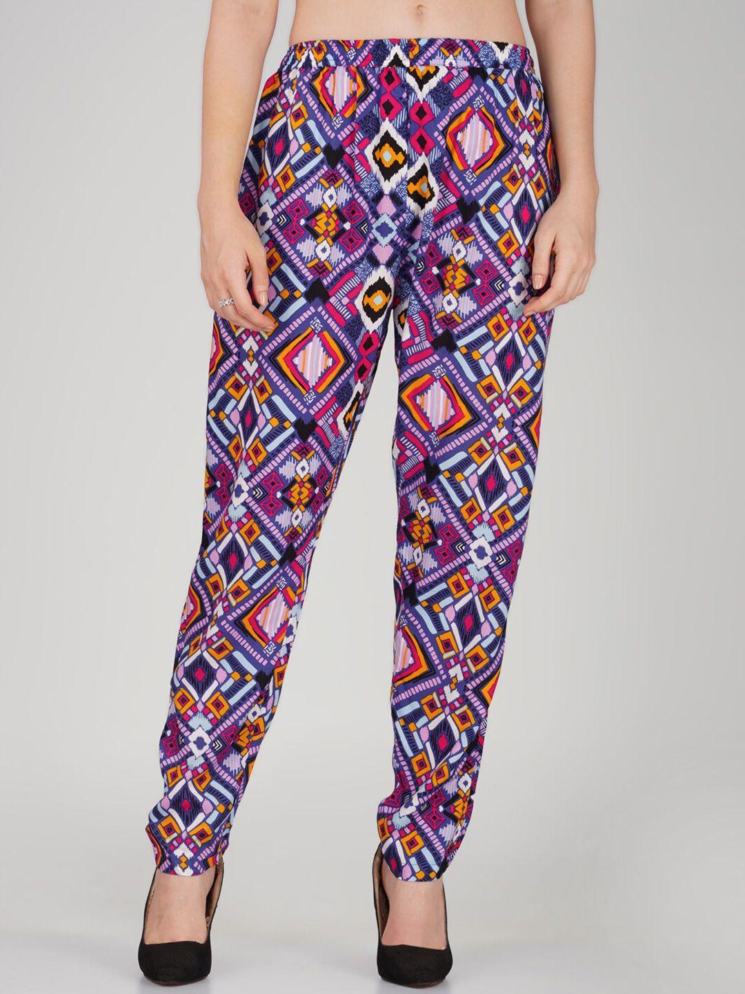 vastraa fusion geometric printed cotton straight trouser