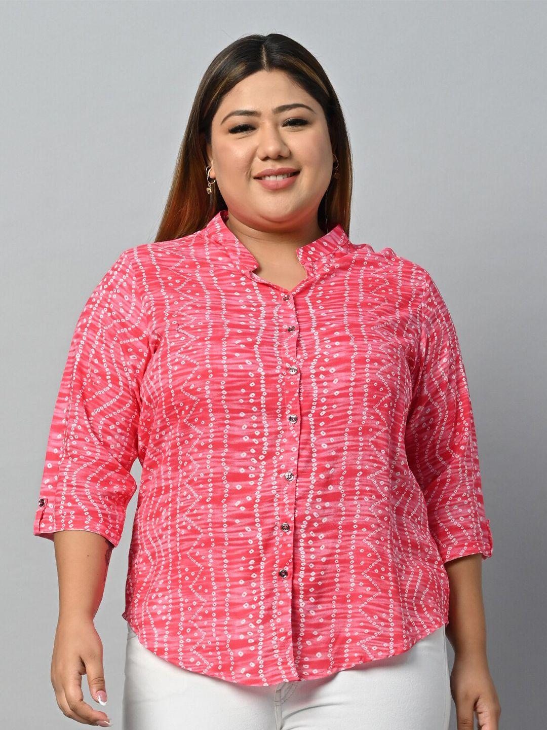 vastraa fusion pink print tie-up neck ethnic top