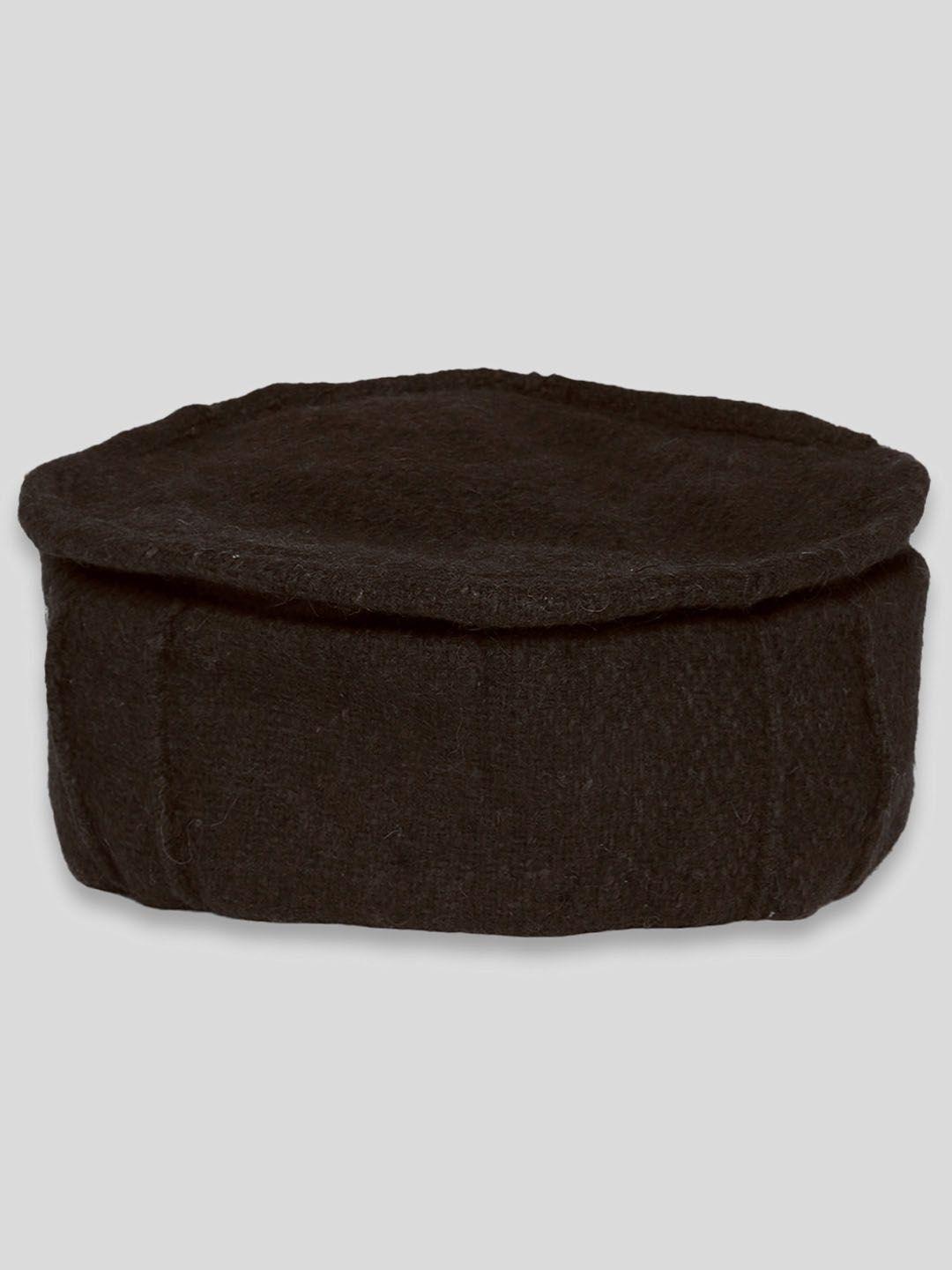 vastraa fusion unisex coffee brown solid woollen afghani pakol cap