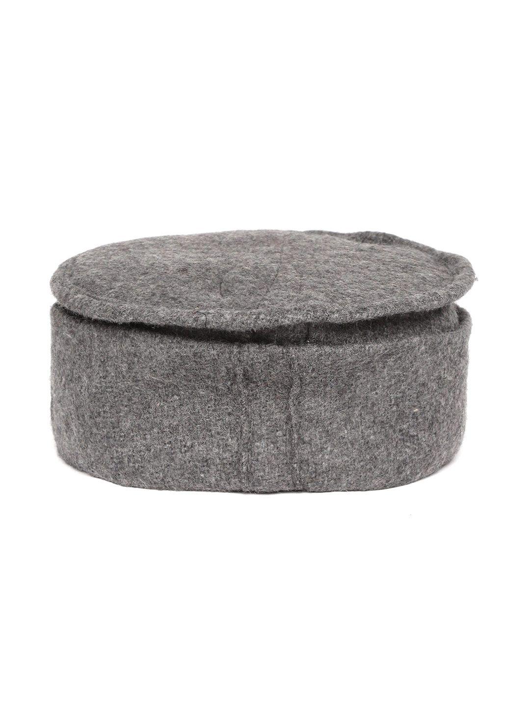 vastraa fusion unisex grey melange woollen afghani pakol cap